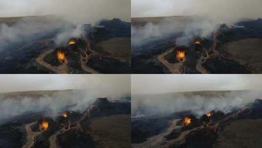 火山熔岩喷发航拍高清在线视频素材下载