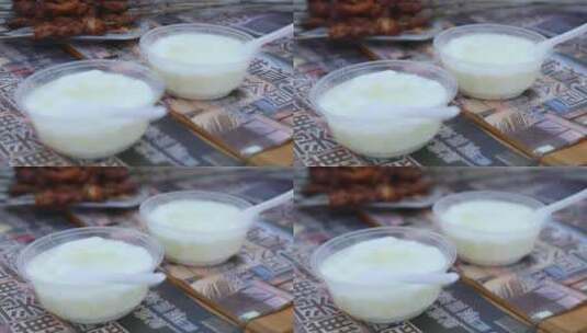 新疆特色美食老酸奶高清在线视频素材下载