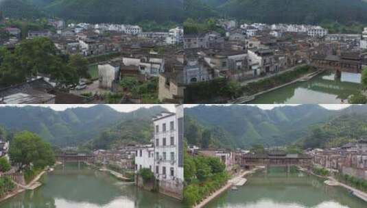 江西景德镇瑶里古镇高低空航拍空镜高清在线视频素材下载