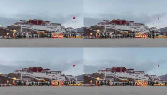夜晚的西藏拉萨布达拉宫延时高清在线视频素材下载