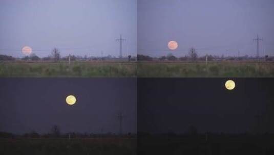 满月月亮升起日转夜延时高清在线视频素材下载