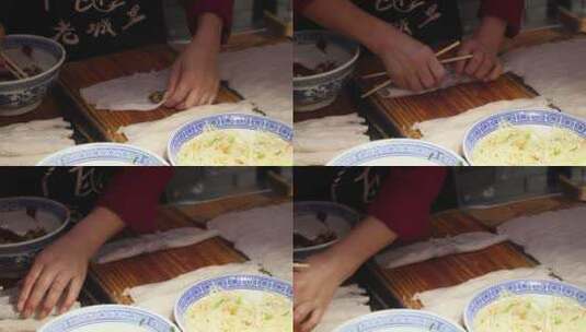 西安永兴坊里脊煎饼高清在线视频素材下载