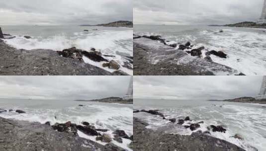青岛海边 礁石高清在线视频素材下载