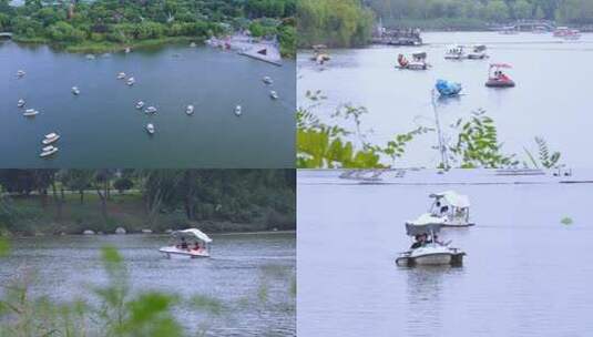 郑州绿博园-湖中划船高清在线视频素材下载