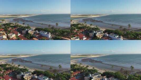 Jericoacoara Ceara巴西。风景优美的沙丘和绿松石雨水湖高清在线视频素材下载