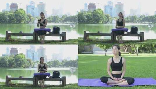 美女瑜伽健身户外高清在线视频素材下载