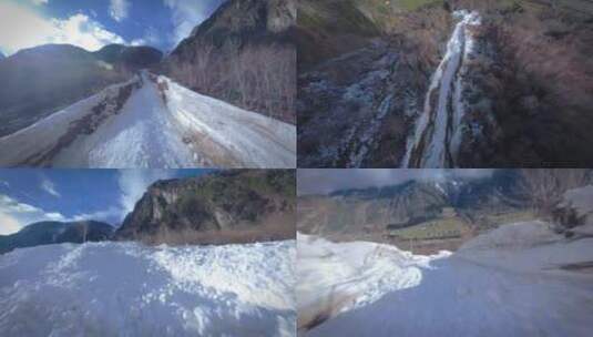 穿越机飞越雪山峡谷山川高清在线视频素材下载