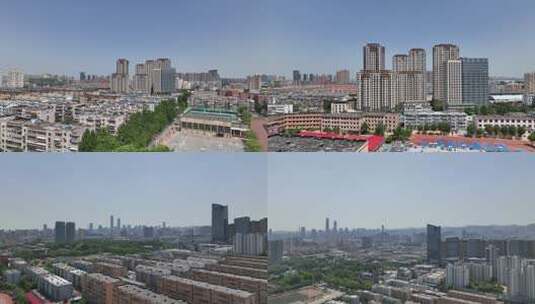 济南洪楼广场附近航拍空镜高清在线视频素材下载