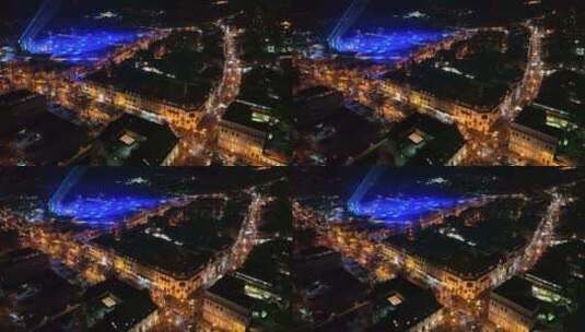 波兰扎科帕内市的空中夜景高清在线视频素材下载