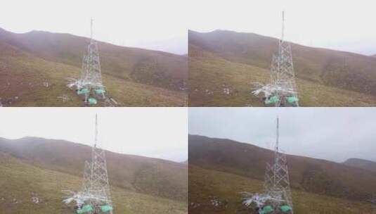 4K青藏高原特高压电力建设立塔施工10高清在线视频素材下载