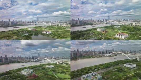 航拍上海世博文化公园延时高清在线视频素材下载