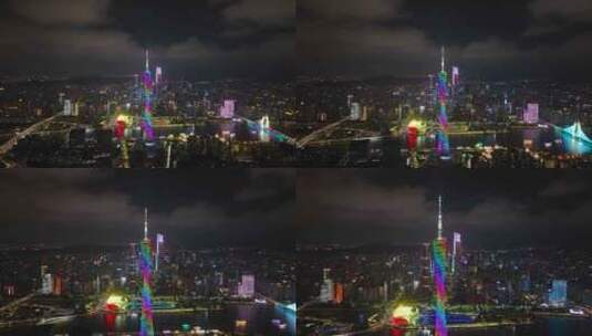 【正版4K素材】航拍广州塔中轴夜景高清在线视频素材下载