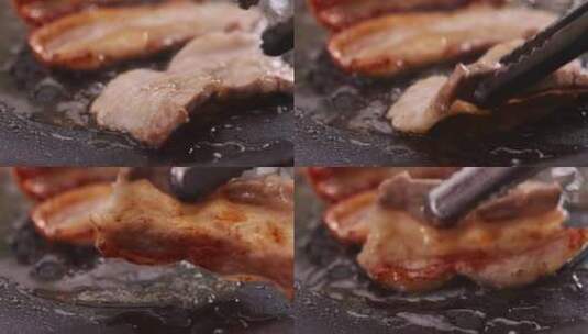 餐饮美食韩式烤肉五花肉高清在线视频素材下载