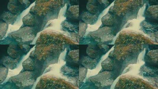 森林里的小溪水流瀑布高清在线视频素材下载