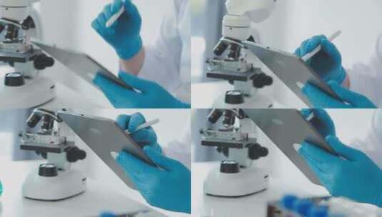 实验室精准医学研究显微镜和试管高清在线视频素材下载