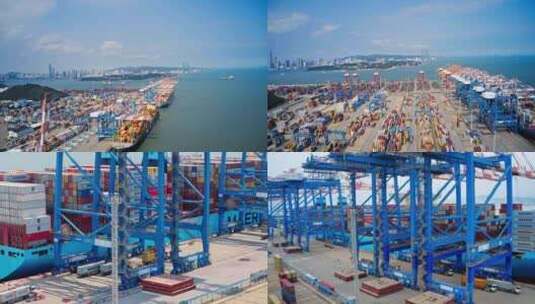 厦门嵩屿海天码头-4K延时大船卸货高清在线视频素材下载