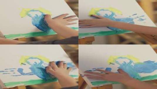 垂直视频儿童艺术手绘女孩手指高清在线视频素材下载