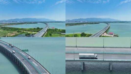八里湖高速公路大桥 水上公路高清在线视频素材下载
