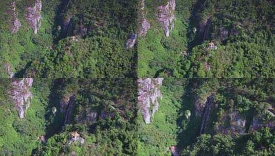 航拍森林瀑布生态高山流水自然景观高清在线视频素材下载