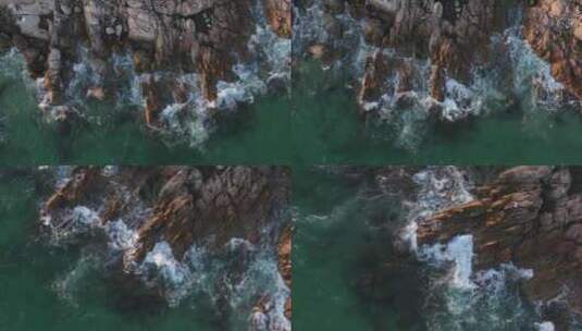 海岸礁石俯拍高清在线视频素材下载