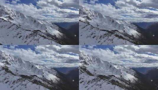 航拍川西贡嘎大环线莫溪沟雪山山谷风光高清在线视频素材下载