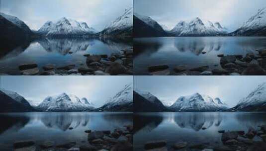 雪山倒映在湖面4k高清在线视频素材下载