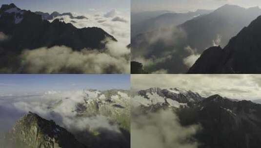 新疆雪山云海风景高山旅游风景航拍高清在线视频素材下载