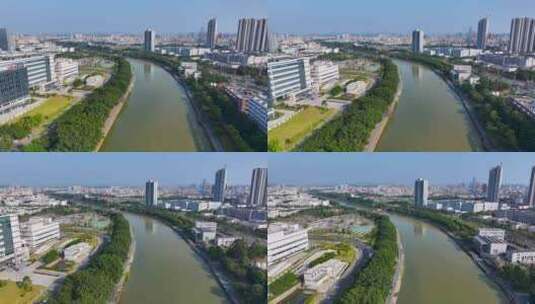 4K航拍深圳茅洲河1高清在线视频素材下载