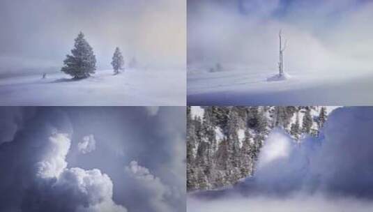 森林温泉喷发雪天雪地雪景高清在线视频素材下载