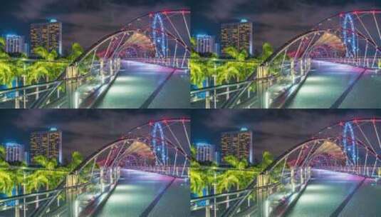 新加坡双螺旋桥夜景延时摄影高清在线视频素材下载