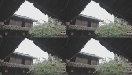 雨天 古村建筑高清在线视频素材下载
