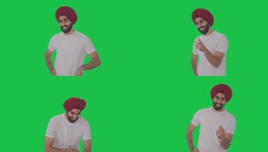 快乐的锡克教印度人笑绿屏高清在线视频素材下载
