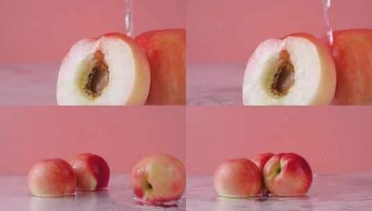 桃子水蜜桃粉色桃子实拍素材高清在线视频素材下载