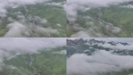 经典年保玉则俯瞰溪流转仰视神山高清在线视频素材下载