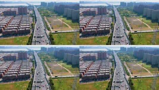 杭州钱塘江东湖南路汽车车辆车流延时摄影高清在线视频素材下载