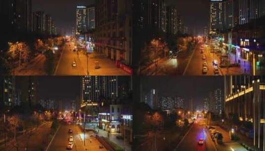 航拍夜晚街道高清在线视频素材下载