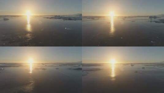 日落南极洲无人机飞行高清在线视频素材下载