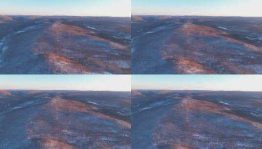 航拍大兴安岭林海雪原暮色高清在线视频素材下载
