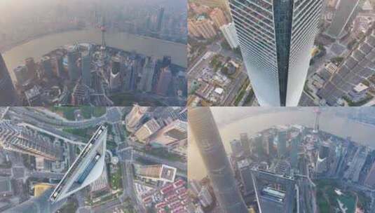上海浦东新区黄浦江航拍陆家嘴三件套高楼大高清在线视频素材下载