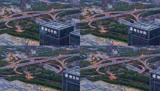 西安三桥立交桥夜景高清在线视频素材下载