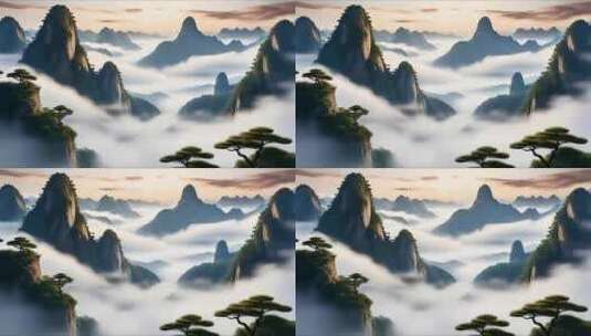 中国风山脉云雾仙境高清在线视频素材下载