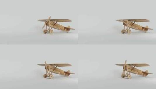 带旋转螺旋桨的木制玩具BiPlane 3高清在线视频素材下载