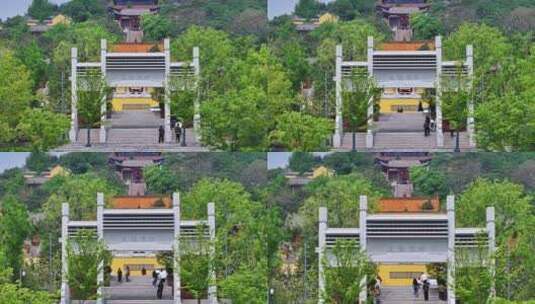 航拍春天徐州云龙湖风景区兴化禅寺高清在线视频素材下载