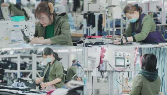 服装厂女工缝纫工人工作视频高清在线视频素材下载