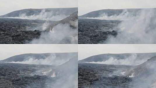 火山，山，蒸汽，玄武岩高清在线视频素材下载