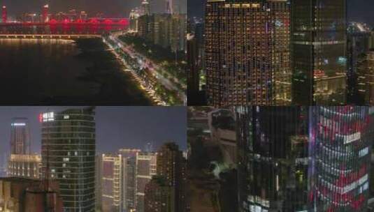 江西南昌红谷滩区夜晚夜景航拍高楼大厦摩天高清在线视频素材下载