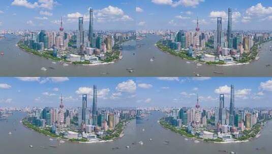4k延时航拍上海外滩陆家嘴蓝天白云高清在线视频素材下载