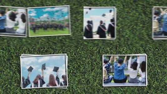 清新草地上的毕业季相册展示AE模板高清AE视频素材下载