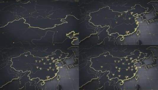 中国地图黑金色调模板高清AE视频素材下载