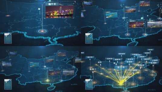 广西辐射地图高清AE视频素材下载
